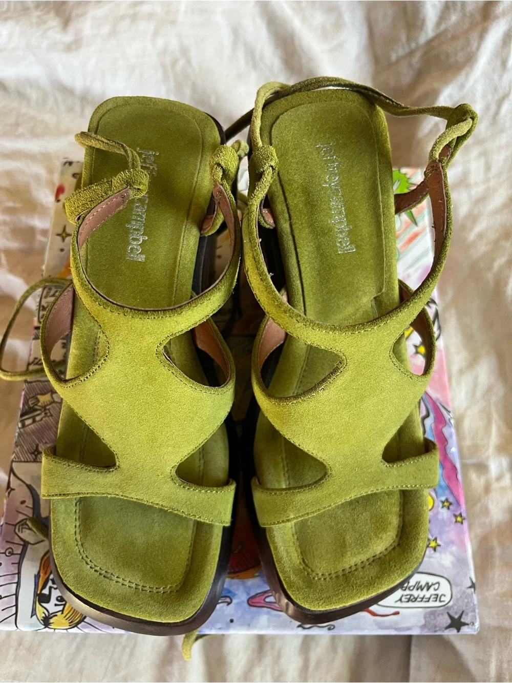 Jeffrey Campbell Olive Green Lace-Up Platform Sandals